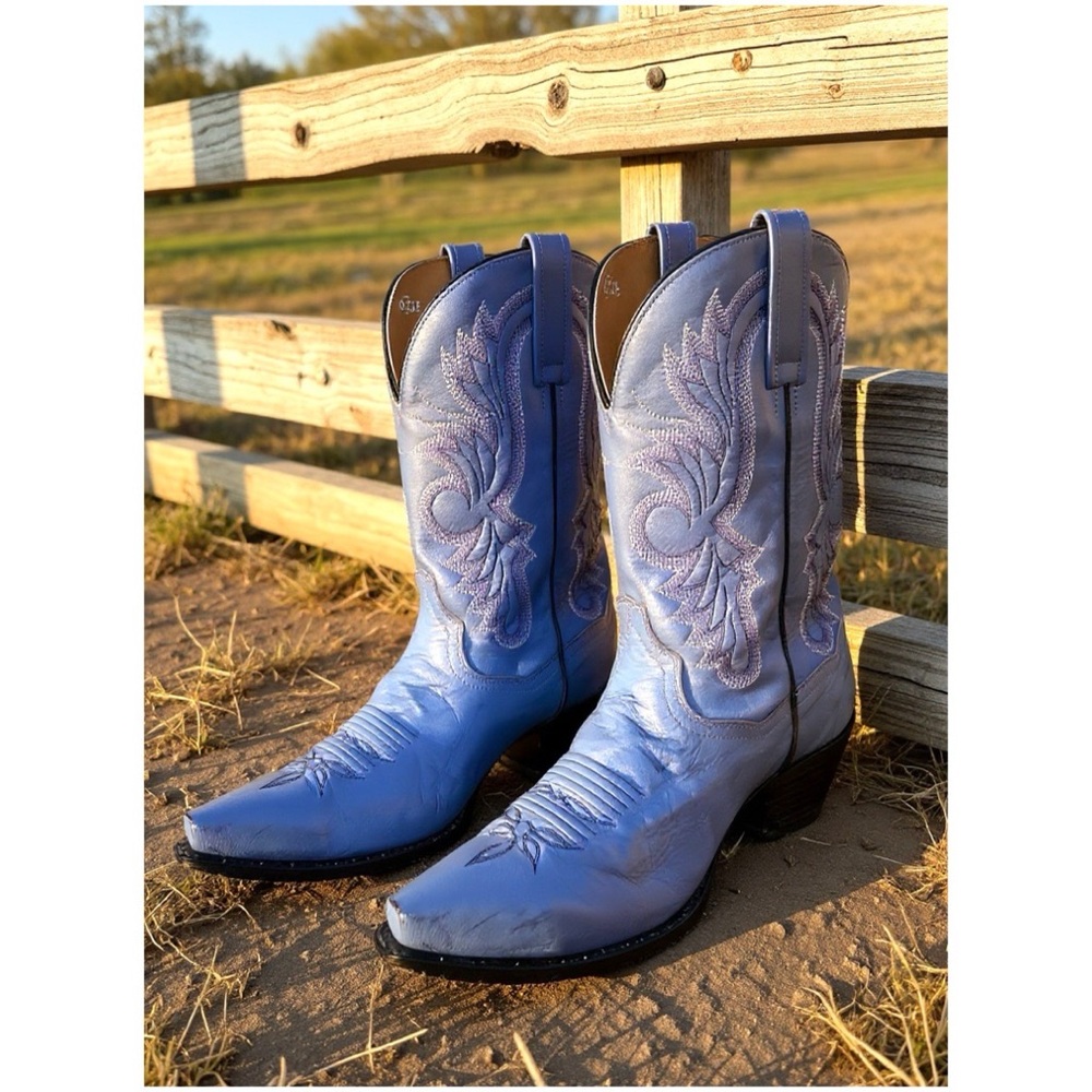 Dan Post Sky Blue Embroidered Heeled Boots